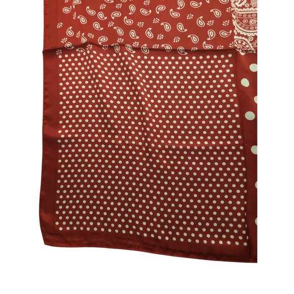 Red Patchwork Paisley Polka Dot Handkerchief Bandana 20" Retro Scarf Square - Picture 8 of 13